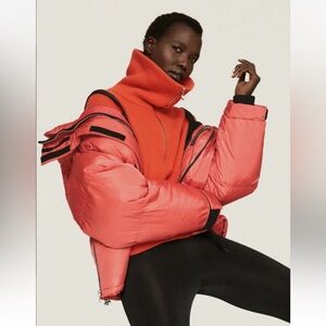 Shoreditch Ski Club Coral Willow Puffer Ski Jacket Large Zippered Hooded Buckle